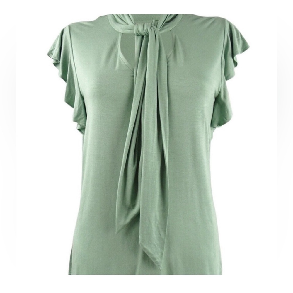 Lauren Ralph Lauren Sage Green Tie Neck Blouse NWT Medium
